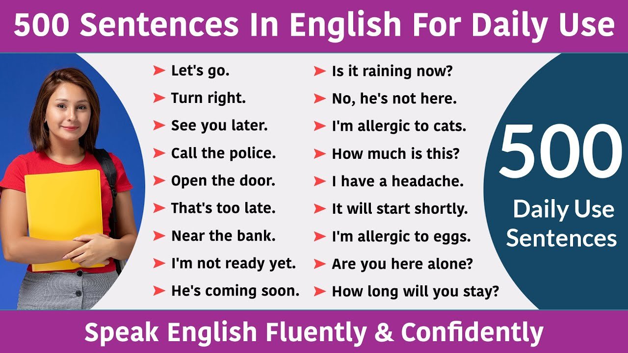 500 Most Common Daily Use English Sentences With Hindi 